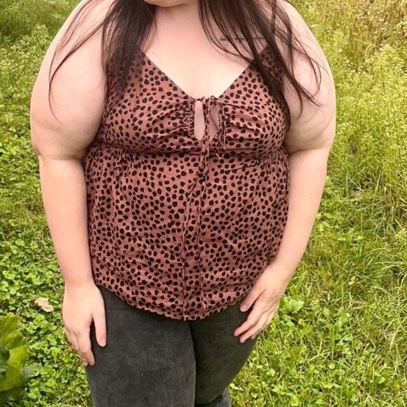 Old Navy Size 3x Brown Polka Dot Tank Top - Picture 1 of 5